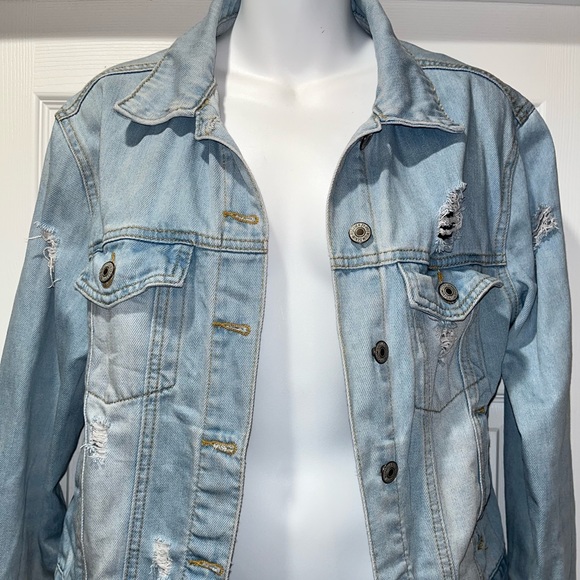 Forever 21 LA Girl Squad Distressed Denim Jacket - Picture 2 of 9